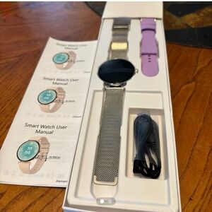 Elegant Silver Smartwatch with Lavender Band
